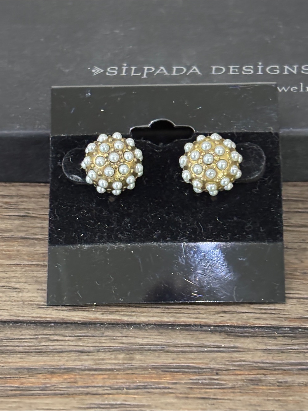 Silpada Brass and Glass Pearl Cluster Stud Earrings